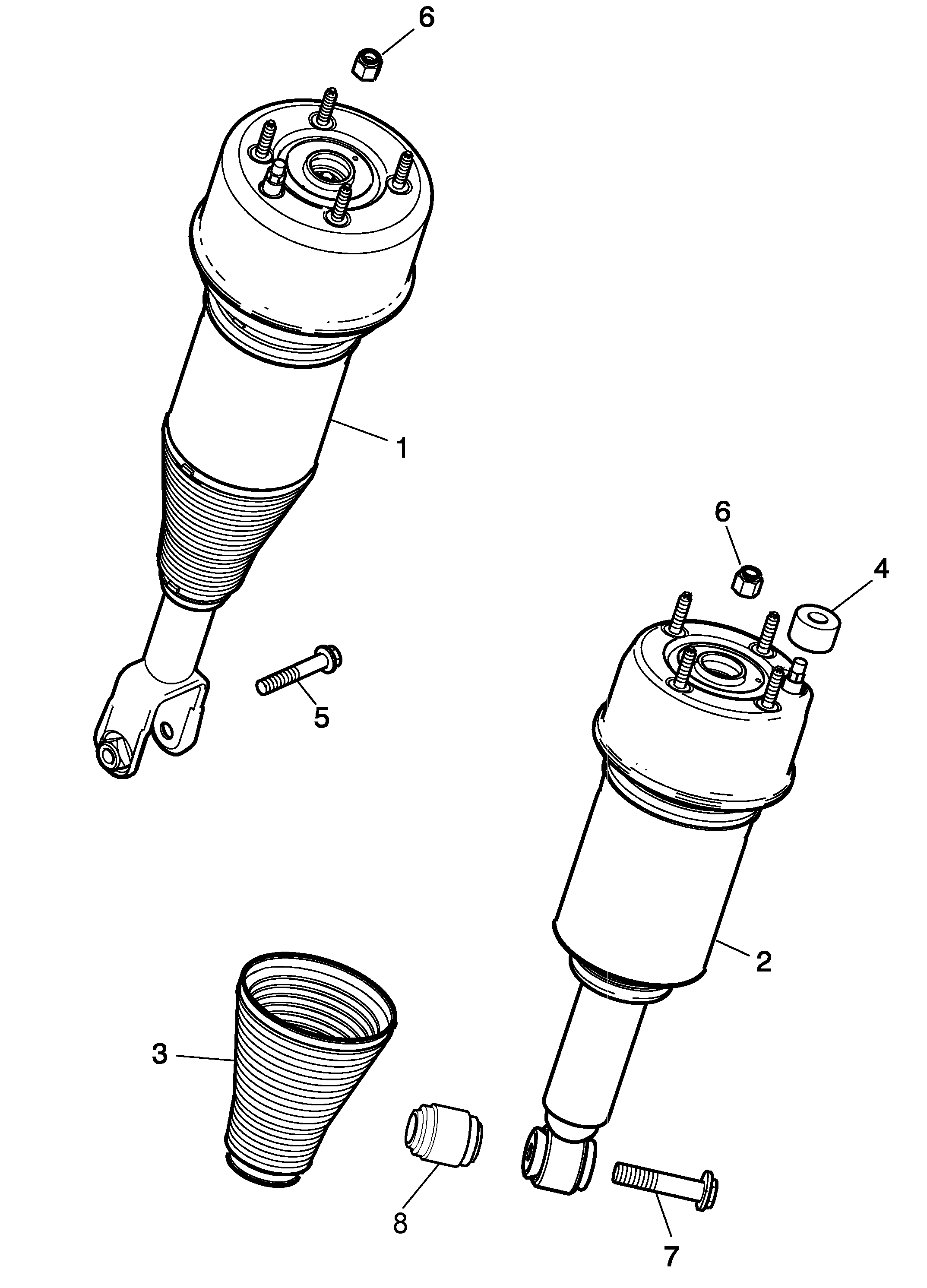 XJ from 2003 Sport air suspension until VIN G49700 front and rear NEW